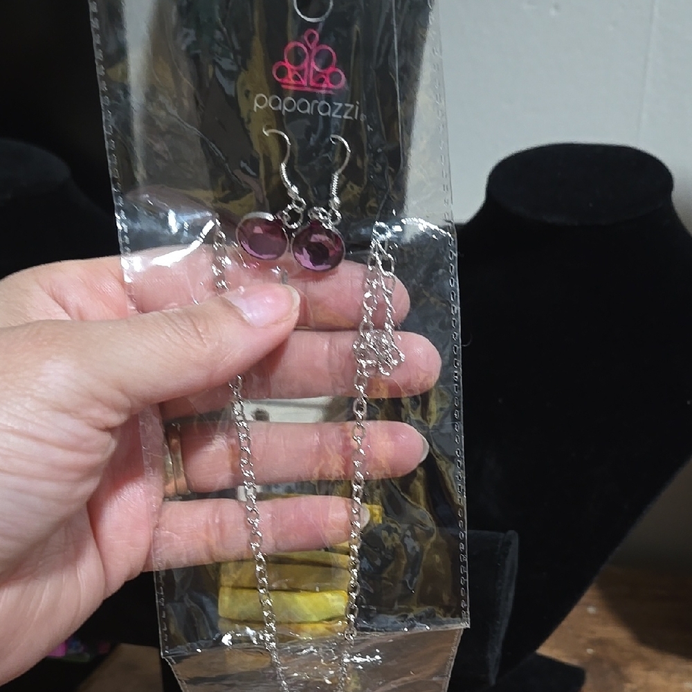 Paparazzi Purple and Silver Jewelry Set